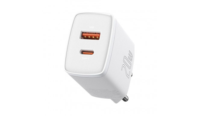 Baseus Compact kiirlaadija USB Type C / USB 20 W 3 A Power Delivery Quick Charge 3.0 valge (CCXJ-B02