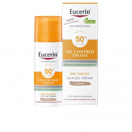 Eucerin päikesekaitse geel-kreem Dry Touch SPF50+ 50ml, tooniv medium