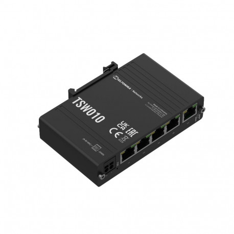 Industrial Ethernet switch with 4x 10/100BaseT(X) ports , -40 to 75°C, DIN-rail mountable, 9-30 VDC