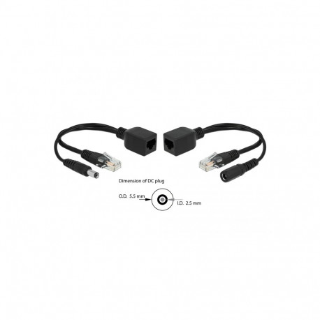 PoE kaablite komplekt RJ45 DC 5.5x2.5 mm