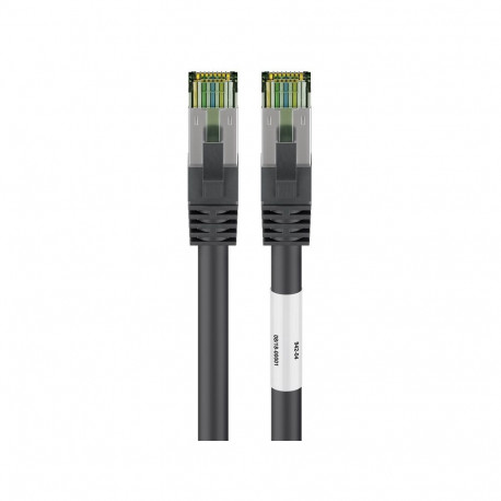 CAT 8.1 patch cord 0.5m, S/FTP (PiMF), black LSZH halogen-free, AWG24, 99,9% OFC copper