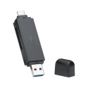 USB 3.0 – USB-C and A card reader for reading microSD and SD memory cards