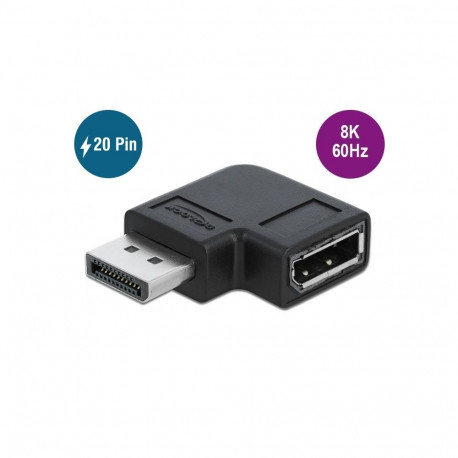 Adapter DisplayPort 1.4 (M) - (F) 90° nurgaga vasakule