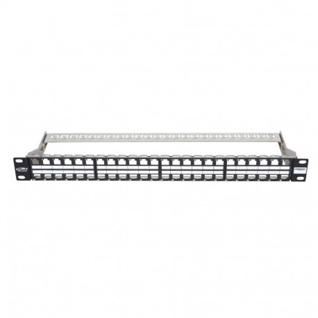 BKT patch panel 19´´, modular for 24xRJ45, shielded, 1U, black, extra labels