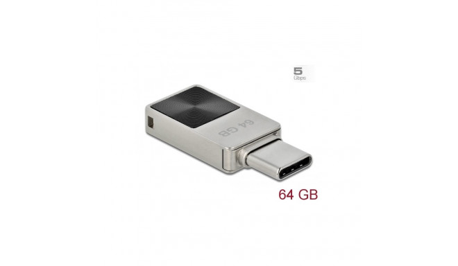 Mälupulk USB-C 64 GB, metallist korpus, hõbedane