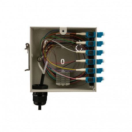 FO DIN-rail karp 6xLC duplex multimode adapteritega