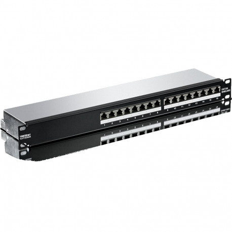 Paneel RJ45 Cat5e/Cat6/Cat6a 16 port varjestatud must
