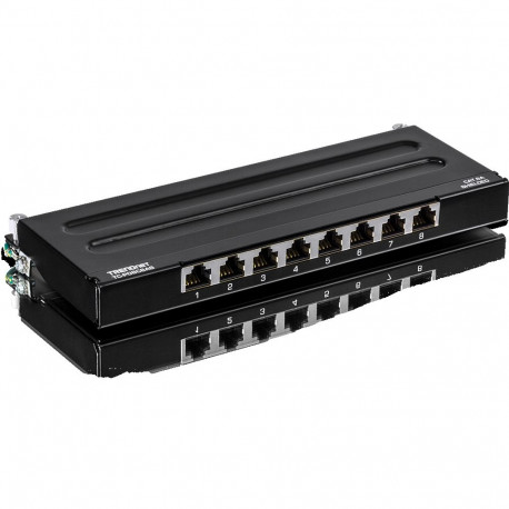 Paneel RJ45 Cat5e/Cat6/Cat6a 8 port varjestatud seinale must