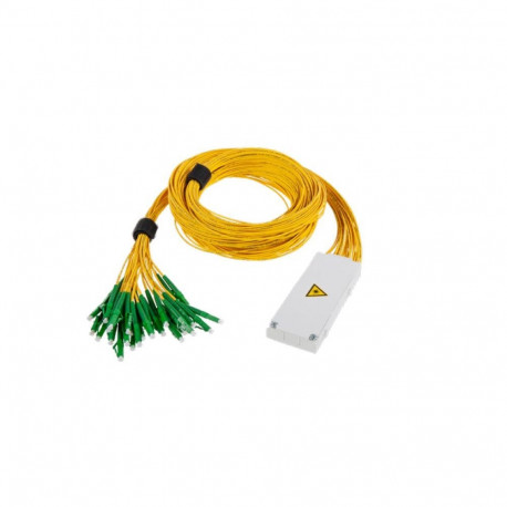 Medium OCM8 module containing 1x 1:64 PLC splitter; LC/APC connectors on input and outputs; 1.8m pig