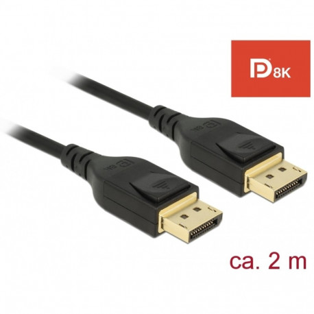 DisplayPort kaabel 2.0m, kullatud, kolmekordne varje, 8K Ultra HD (7680x4320@60Hz), must