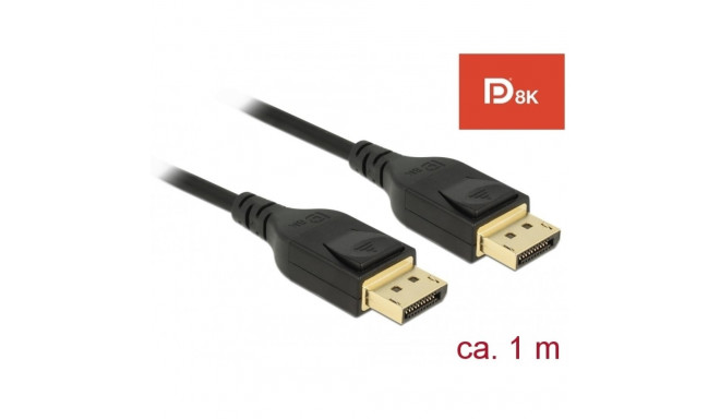 DisplayPort kaabel 1.0m, kullatud, kolmekordne varje, 8K Ultra HD (7680x4320@60Hz), must