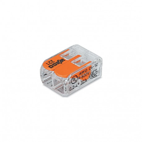 Ühendusklemm WAGO 2×0.2-4mm² avatav, läbipaistev