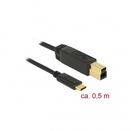 USB-C kaabel C - B 0.5m, USB 3.1 10Gbps, 3A, must
