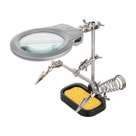 Kolmas käsi luubiga x 2, käsn, hoidik, LED valgusti