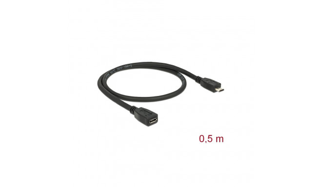 USB 2.0 Micro B pikenduskaabel 0.5m