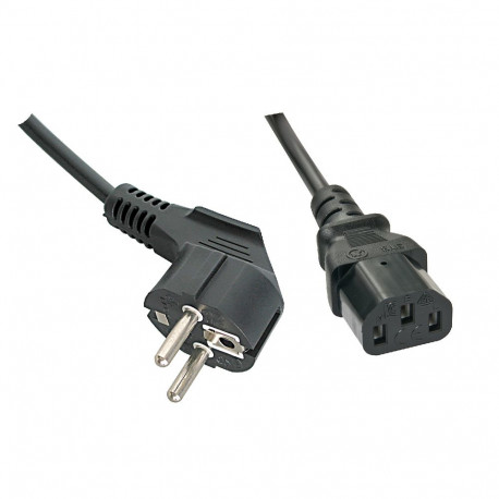 220V Toitekaabel 3.0m, must, CEE 7/7 pistik nurgaga - C13