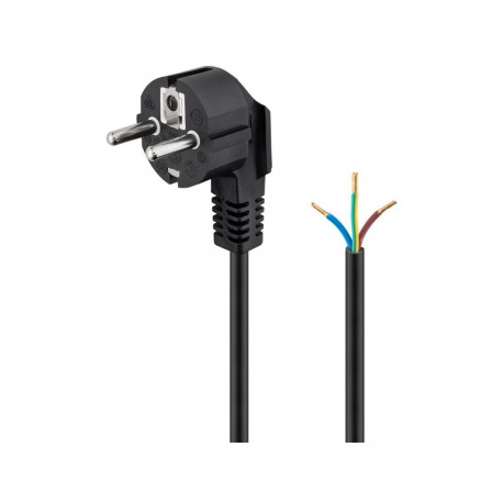 220V Toitekaabel 3.0m, must, CEE 7/7 - lahtise otsaga