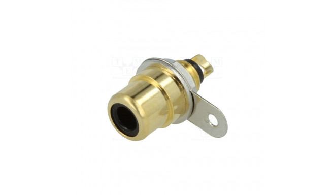 RCA socket, gold plated CuZn, panel mount, black, Lumberg