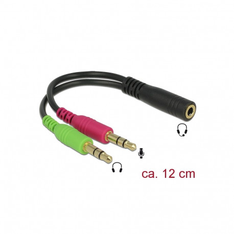 Adapter 3.5mm (F) 4pin - 2x3.5mm (M) 3pin 0.12m, CTIA, must