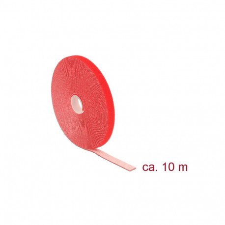 Takjapael rullis 13mm x 10.0m HOOK and LOOP, punane