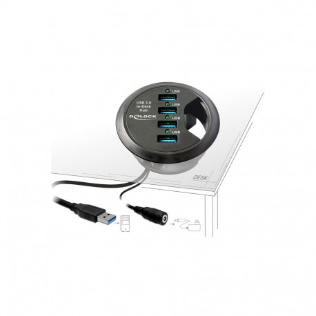 Delock In-Desk Hub 4 Port USB 3.0