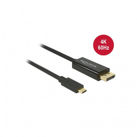 USB-C - Displayport kaabel 2.0m, 4K@60hz, must, Thunderbolt 3 toega