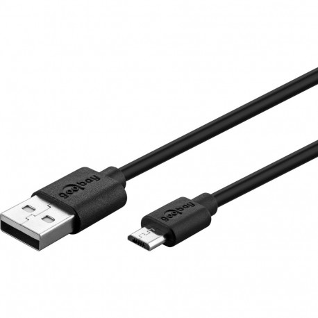 USB 2.0 kaabel A - Micro B 1.0m, must (2-2.5A laadijale)