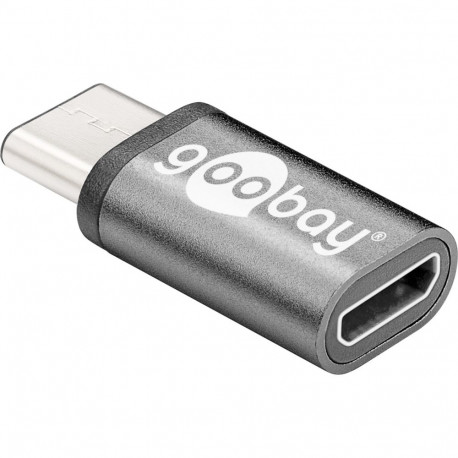 Üleminek USB-C (M) - USB 2.0 Micro B (F), must metallik