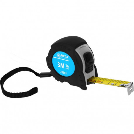 Miara 3m/16mm, 2xstop, zaw., ce, osł.gum., kaart, mega