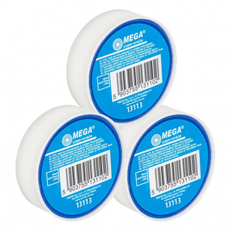 Taśma teflonowa do instal. wodnych 12*0,075mm*10m -3 szt.