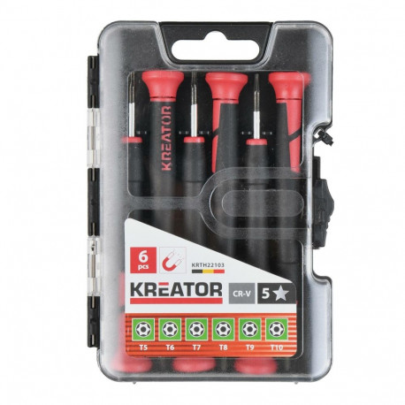 Kreator Precision Screwdriver Set KRTH22103, 6 pcs, 25 mm, Tx head