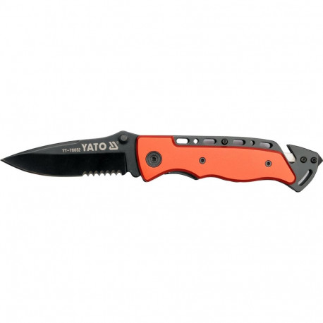 Yato Folding Pocket Knife YT-76052, 200mm, 80mm blade, 58 HRC, stainless steel, seatbelt cutter, gla