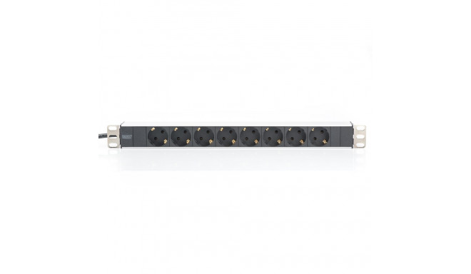 Pistikupesa PDU 19" RACK 8xSchuko, 2m 1xSchuko, 16A, alumiinium