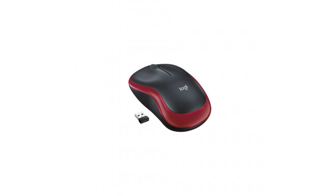 Logitech M185 Wireless Mouse, RF Wireless, 1000 DPI, Black/Red