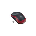 Logitech M185 Wireless Mouse, RF Wireless, 1000 DPI, Black/Red