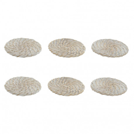 Klaasialused Home ESPRIT Valge Naturaalne Bambus Rotang 12 x 12 x 6 cm