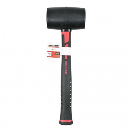 Rubber Hammer KREATOR KRTH90702 700g, fiberglass handle, black, 110x64mm, 275mm
