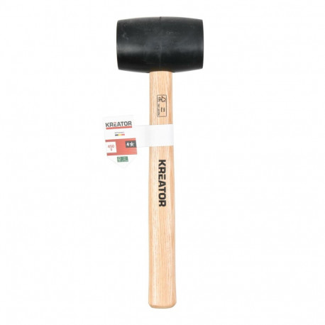 Rubber Hammer 450g KREATOR KRTH90601 Wood Handle, Black, 95x60mm, 260mm