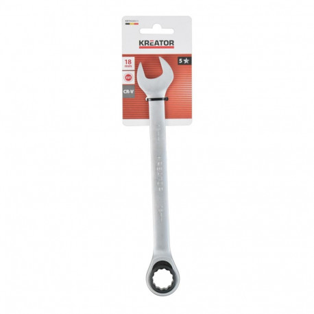 Open ratchet ring spanner 18 mm, 241 mm KREATOR KRTH30511, 72 teeth, chrome vanadium