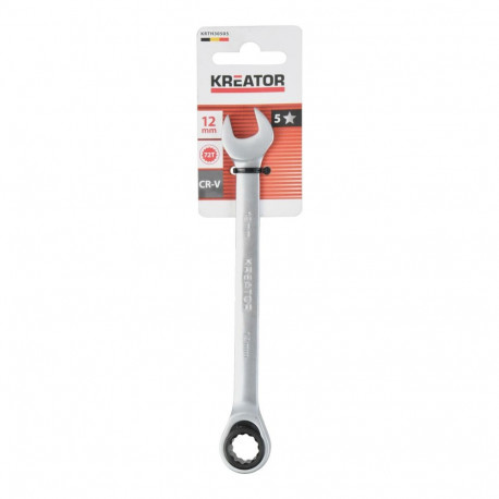 Open - ratchet ring spanner 12 mm, 173 mm KREATOR KRTH30505 Chrome-vanadium
