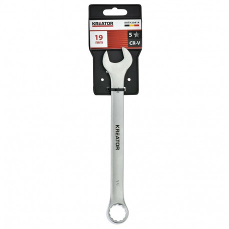 Combination Open-Ring Spanner, Kreator, KRTH30414, 19 mm, 230 mm, chrome-vanadium