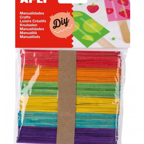 Jäätisepulgad lastele, värvilised assortii, 50 tk/pk