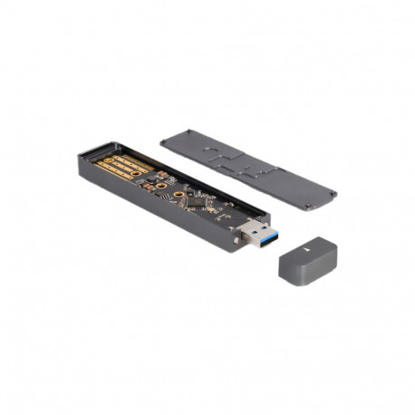 Externes Gehäuse M.2 NVMe PCle SSD, SATA SSD (grau, mit USB Typ A-Stecker)