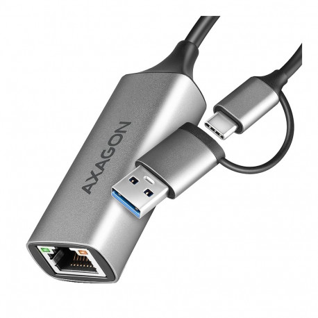 AXAGON ADE-TXCA USB-C USB3.2 Gen 1 + USB-A reduction- Gigabit Ethernet 10/100/1000 Adapter, metal, t