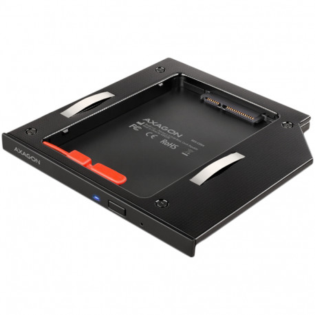 AXAGON RSS-CD09 2.5" SSD/HDD caddy into DVD slot, 9.5 mm, LED, ALU