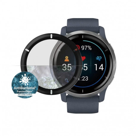 Kaitseklaas Garmin Venu 2 / vivoactive 4, veekindel, kumera musta äärega, PanzerGlass
