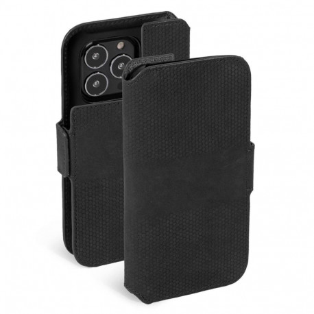 Kaitseümbris kaanega Leather PhoneWallet, Apple iPhone 13 Pro Max, naturaalsest nahast, must, Krusel