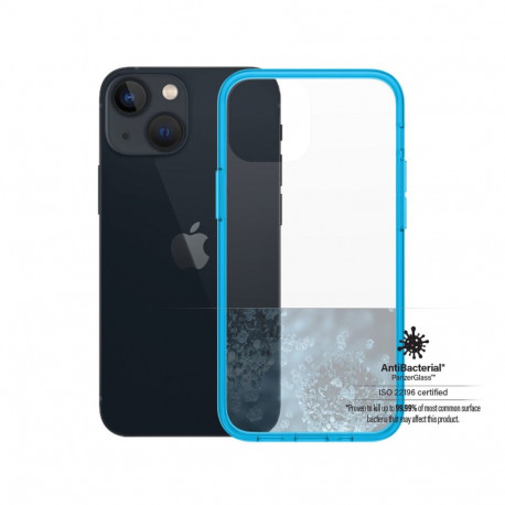 Kaitseümbris ClearCaseColor, Apple iPhone 13 mini, klaasist tagaküljega, sinine / läbipaistev, Panze