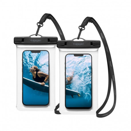 Veekindel kott kuni 6.9" telefonile, läbipaistev, komplektis 2tk, IPX8, A601, Spigen - JÕULUPAKKUMIN