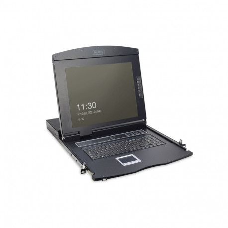 Digitus 17" LCD KVM konsool, 1-port VGA, saksa klaviatuur